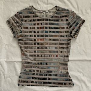 Miaou Mesh Mini Tee Window Print Top Size XS